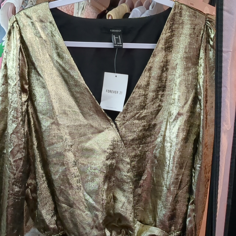 Forever 21 leotard gold lame